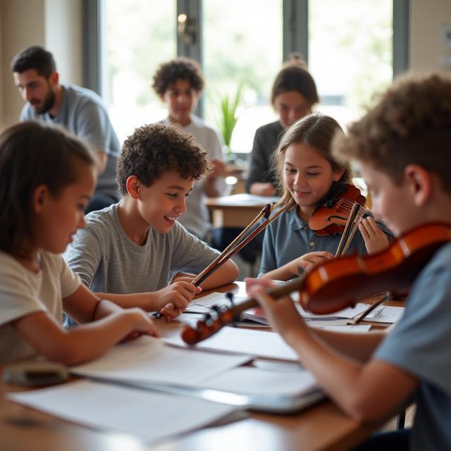 Studenti AriaCanto Academy durante le lezioni di musica